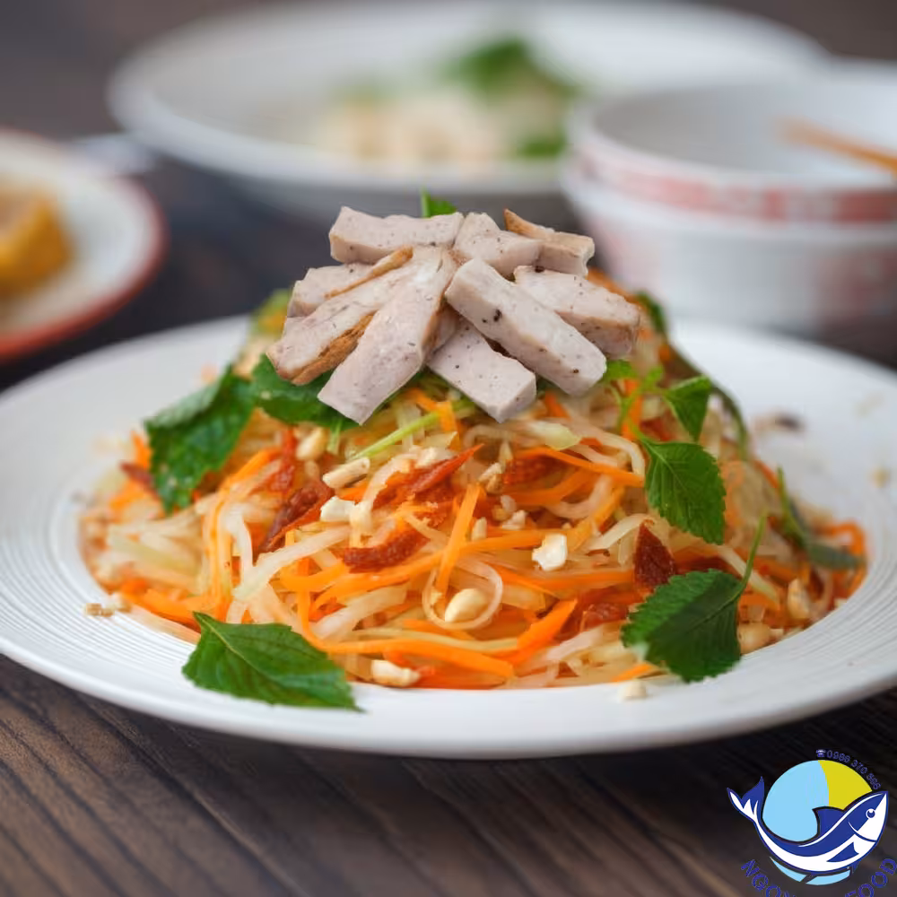Bí Quyết Làm Nộm Đu Đủ Chả Mực Hạ Long Giòn Ngọt Đậm Đà